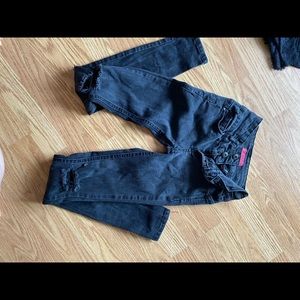 Wax knee ripped black jeans